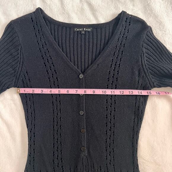 Carol Rose Black Knit Short Sleeve Top Size Medium - Picture 6 of 7